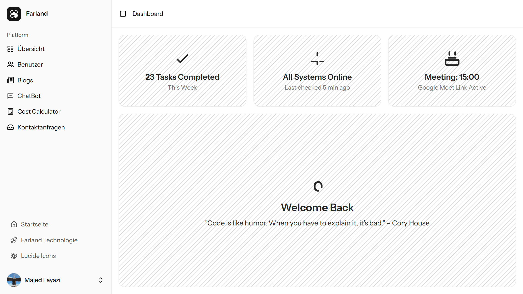 Farland Core Dashboard